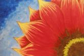 Red Sunflower Class, by far one of the most popular choices behind the Gorgeous Poppy. This is a 16 x 20 Acrylic painting. 2 1/2-hour class and fee is $35. — at Joyful Arts Studio.