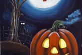 Halloween Hill, 16 x 20, acrylic painting, 3 hour class, fee is $ 45. — at Joyful Arts Studio.
